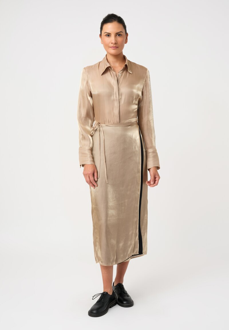 Song For The Mute Iridescent Wrap Skirt in Champagne Gold