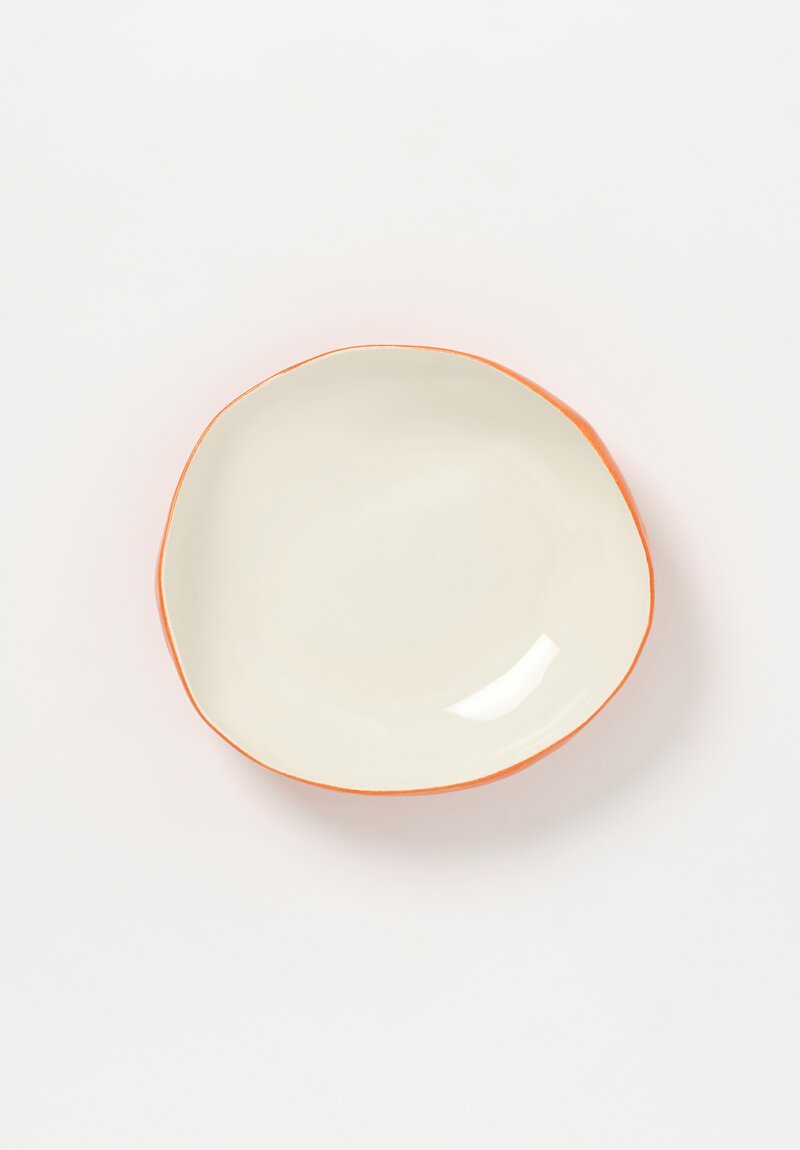 Stamperia Bertozzi Handmade Solid Exterior Painted Large Pebble Bowl Arancio Orange