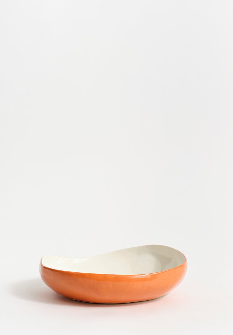 Stamperia Bertozzi Handmade Solid Exterior Painted Large Pebble Bowl Arancio Orange