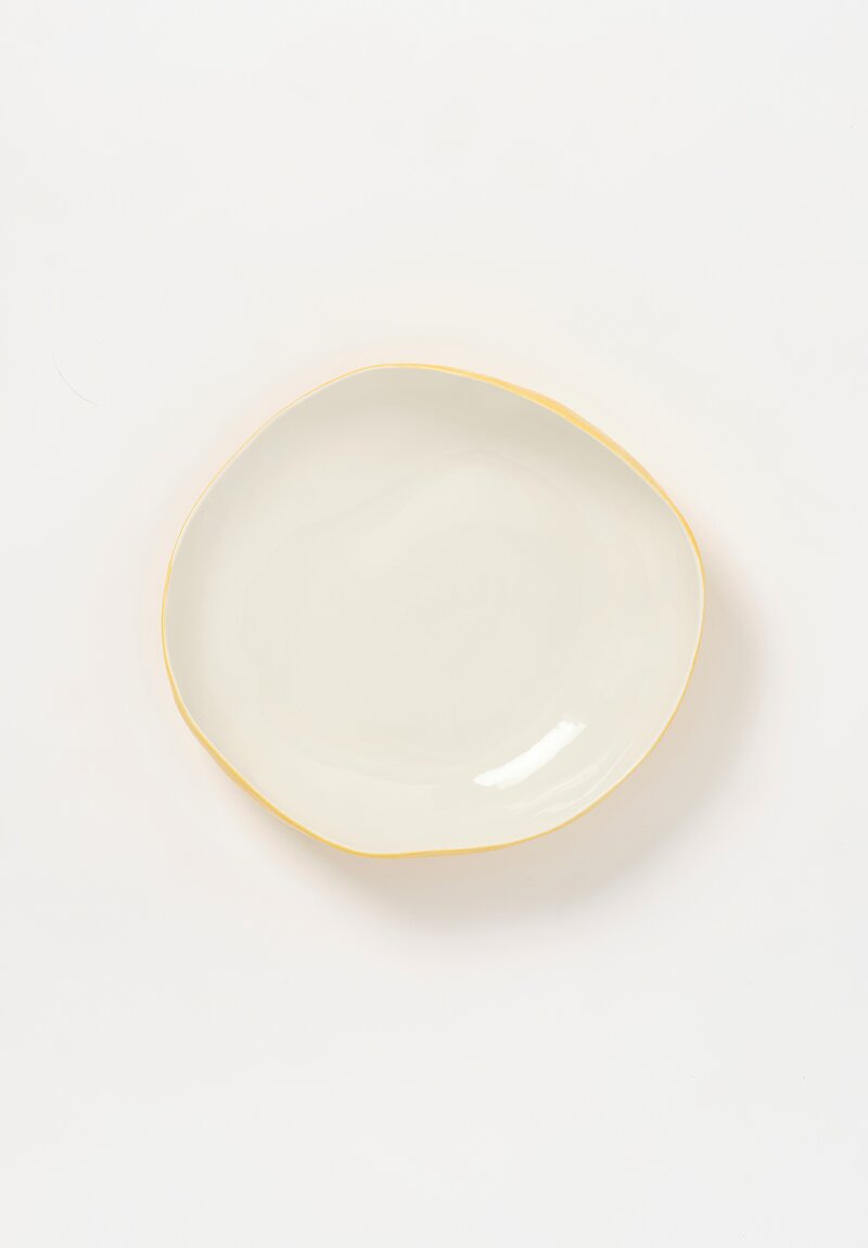 Stamperia Bertozzi Handmade Solid Exterior Painted Large Pebble Bowl Giallo Yellow