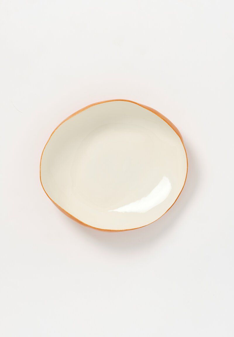 Stamperia Bertozzi Handmade Solid Exterior Painted Large Pebble Bowl Bruno Brown