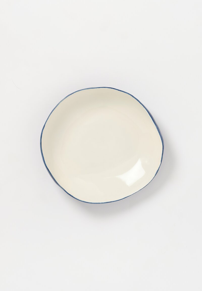 Stamperia Bertozzi Handmade Solid Exterior Painted Large Pebble Bowl Blue