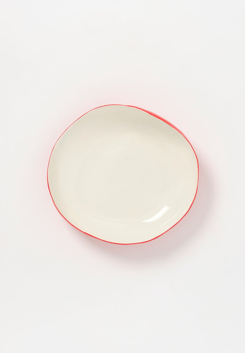 Stamperia Bertozzi Handmade Solid Exterior Painted Large Pebble Bowl Rosso Red