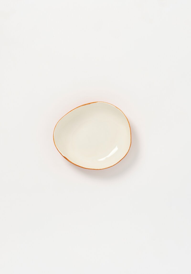 Stamperia Bertozzi Handmade Porcelain Exterior Painted Shallow Pebble Bowl Bruno Brown