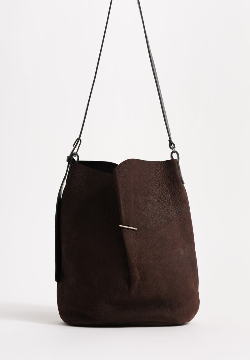 Daniele Basta Calf Leather Hand-Made Shoulder Tote Bag Chocolate Brown
