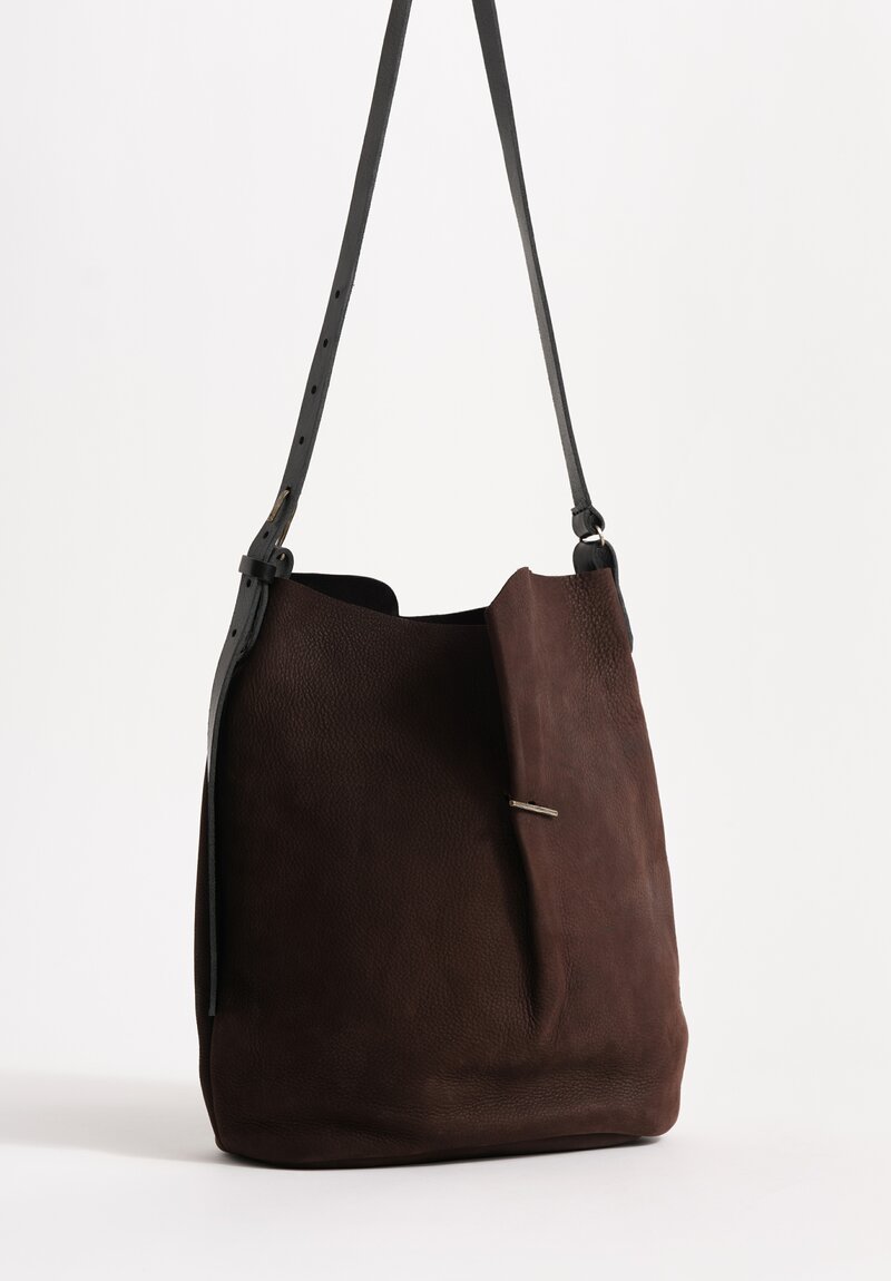 Daniele Basta Calf Leather Hand-Made Shoulder Tote Bag Chocolate Brown