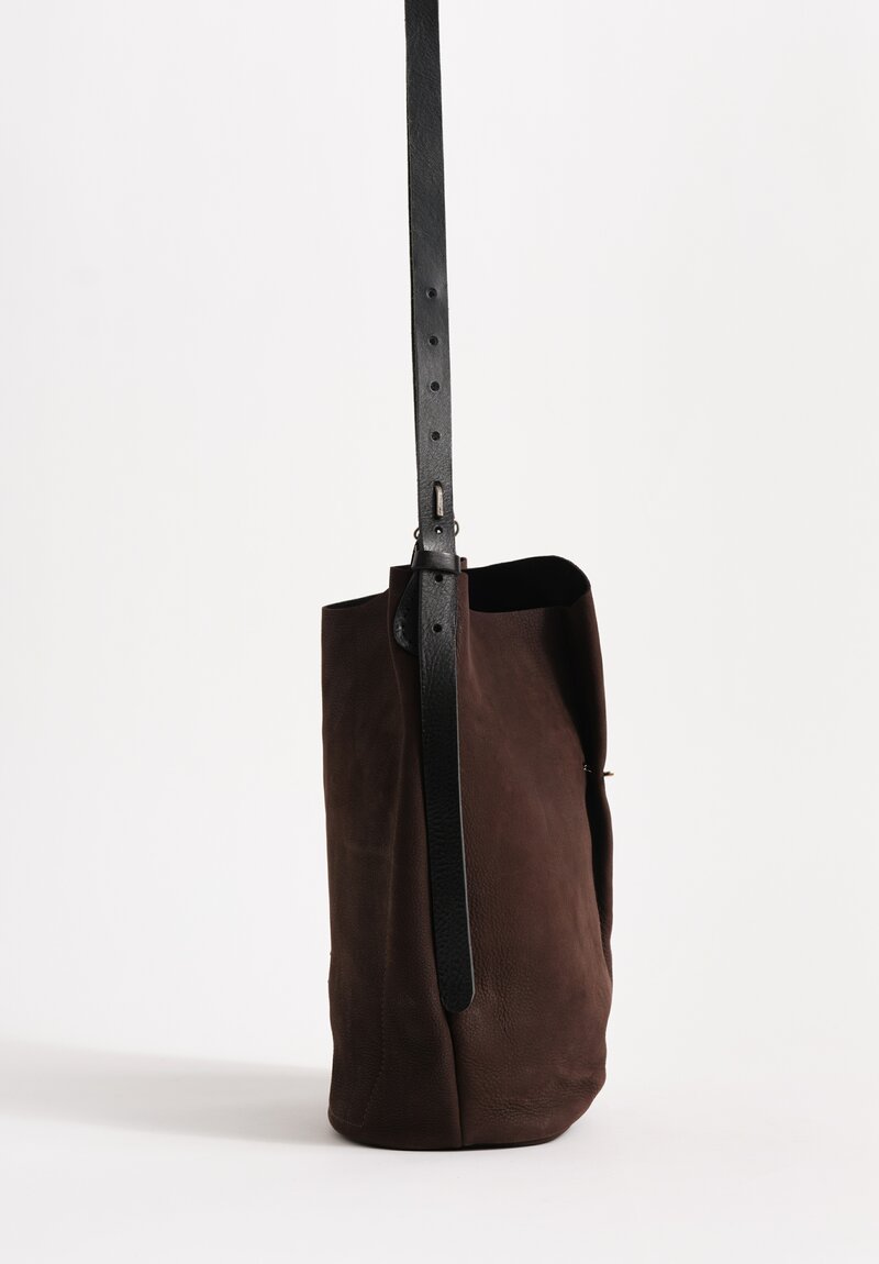 Daniele Basta Calf Leather Hand-Made Shoulder Tote Bag Chocolate Brown