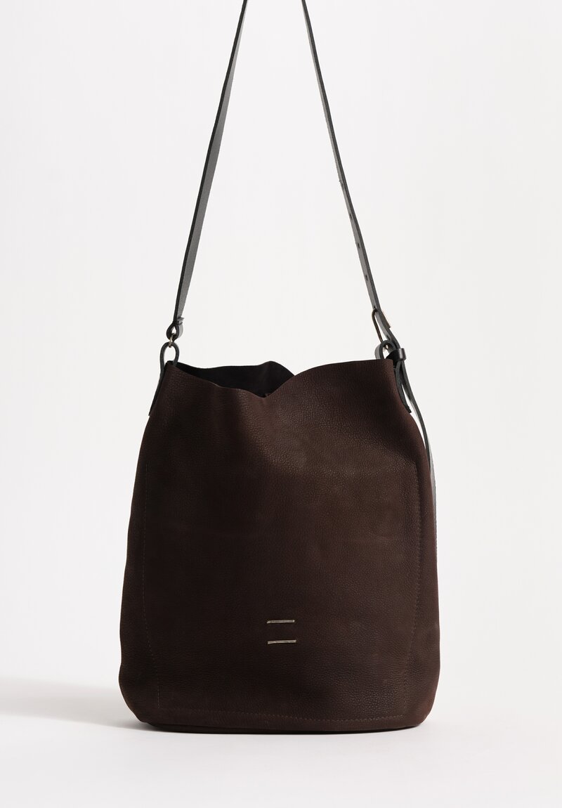 Daniele Basta Calf Leather Hand-Made Shoulder Tote Bag Chocolate Brown