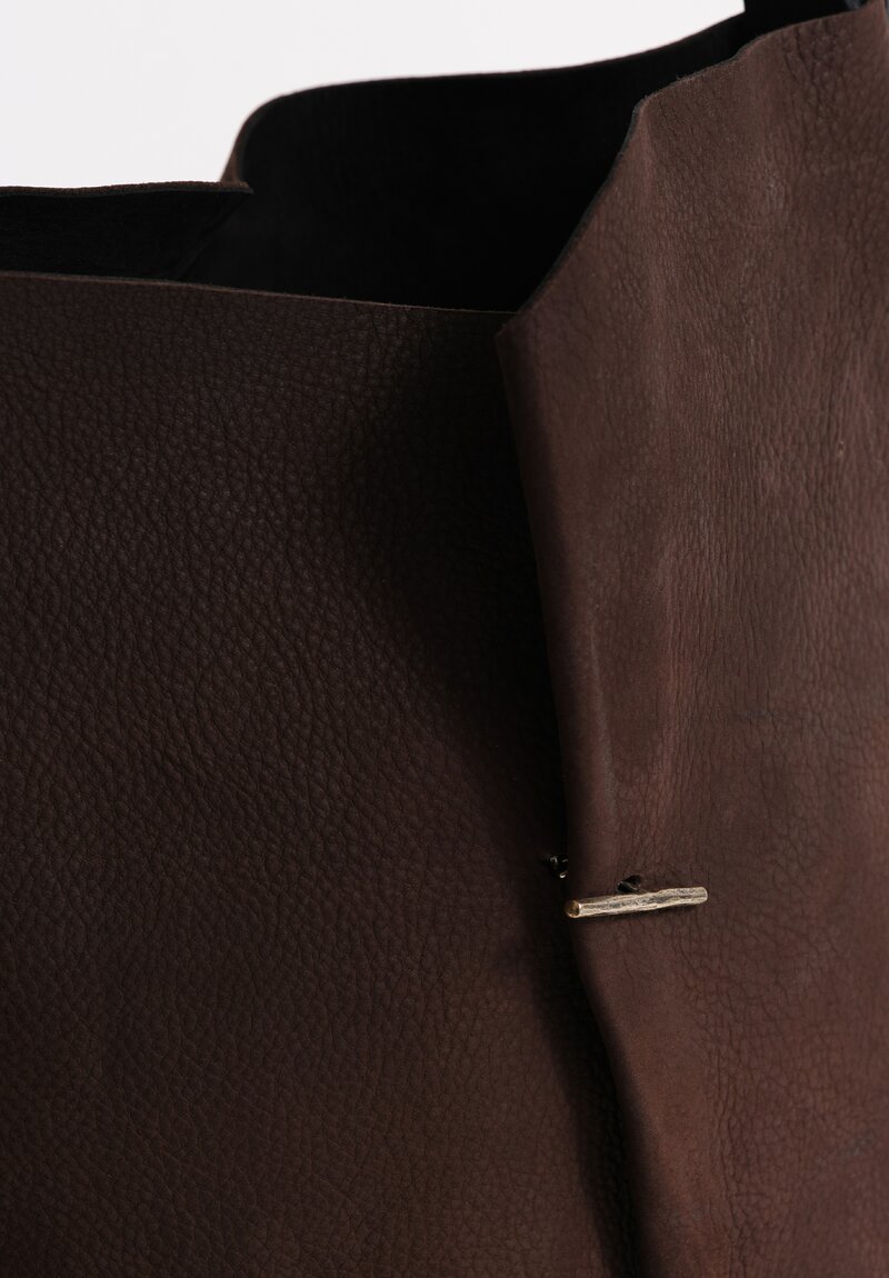 Daniele Basta Calf Leather Hand-Made Shoulder Tote Bag Chocolate Brown
