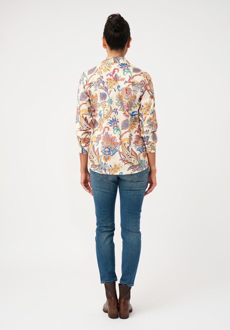 Etro Cotton Poplin Button-Down Top in Buttermilk Yellow Botanics
