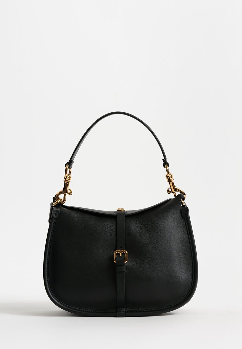 Etro Calfskin Leather Convertible Pony Bag in Ebony Black