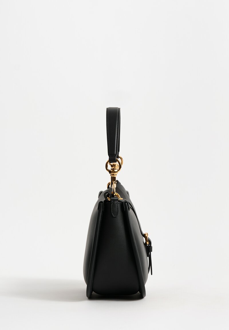 Etro Calfskin Leather Convertible Pony Bag in Ebony Black