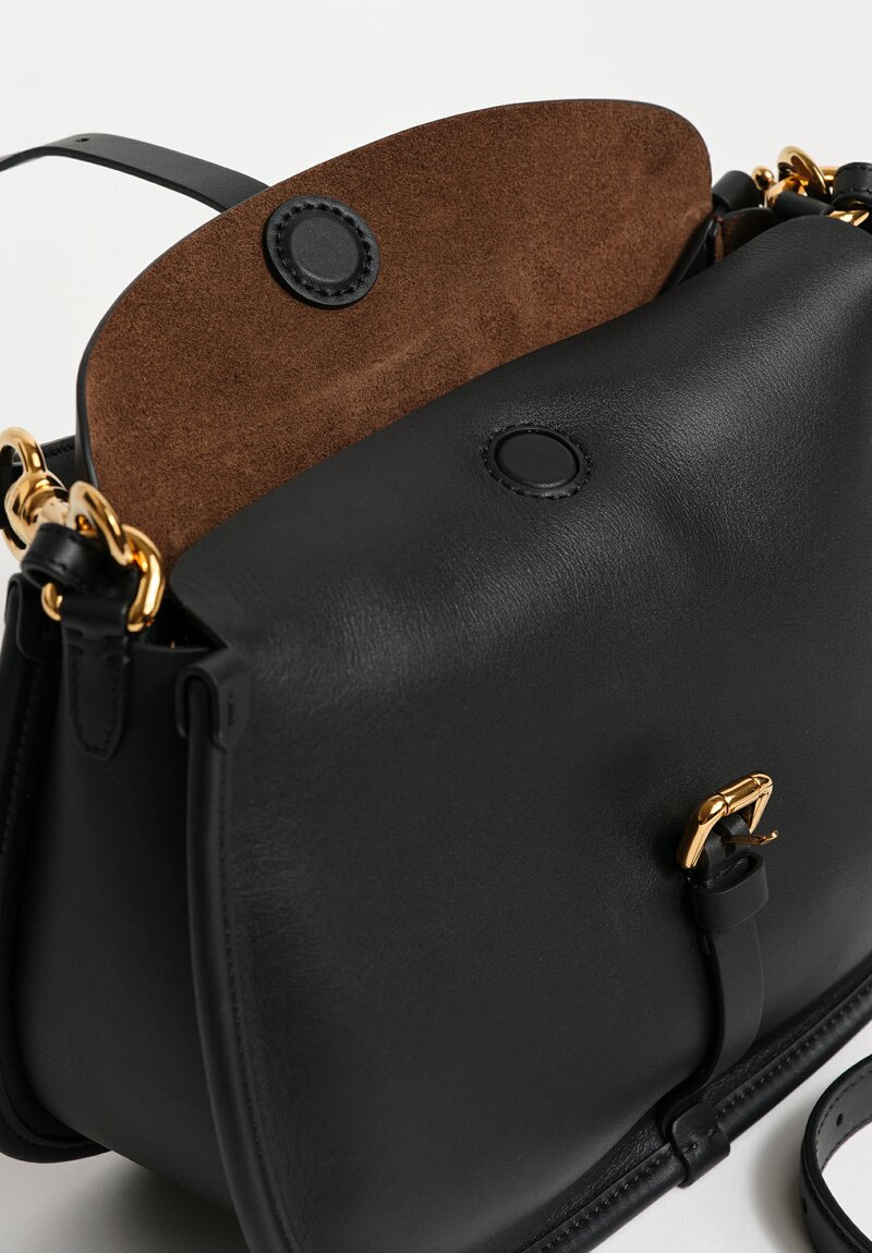 Etro Calfskin Leather Convertible Pony Bag in Ebony Black