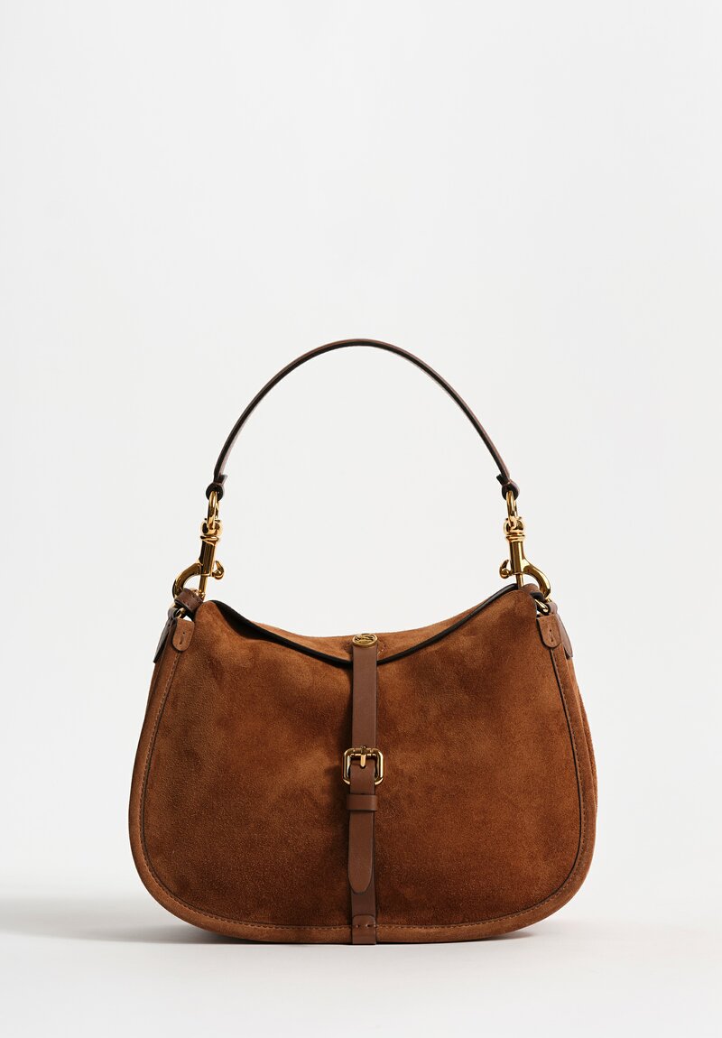 Etro Suede Convertible Pony Bag in Desert Brown