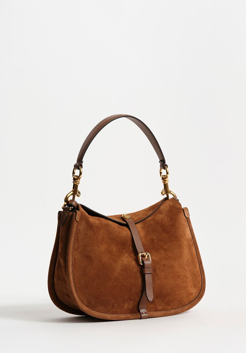 Etro Suede Convertible Pony Bag in Desert Brown