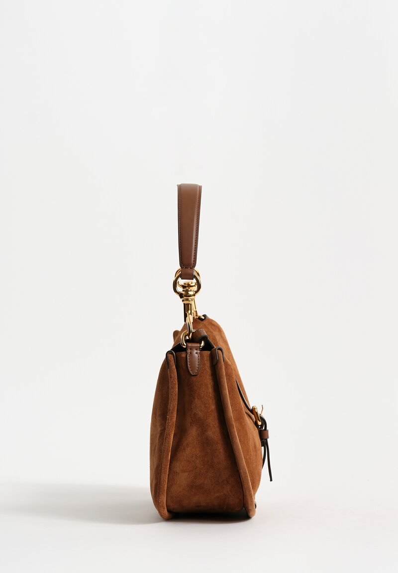 Etro Suede Convertible Pony Bag in Desert Brown