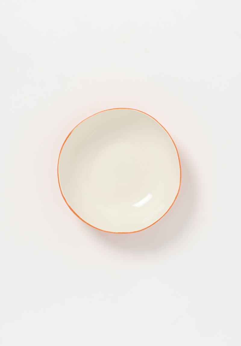 Stamperia Bertozzi Handmade Porcelain Exterior Painted Small Serving Bowl Arancio Orange
