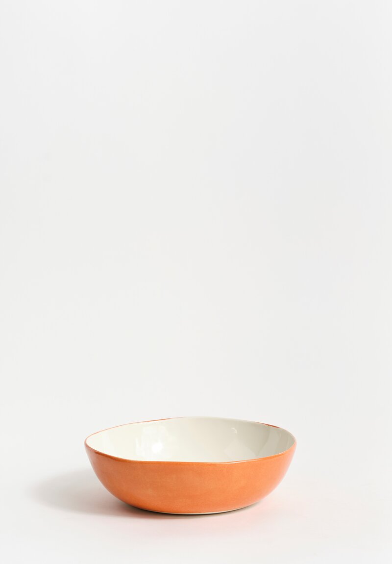 Stamperia Bertozzi Handmade Porcelain Exterior Painted Small Serving Bowl Arancio Orange