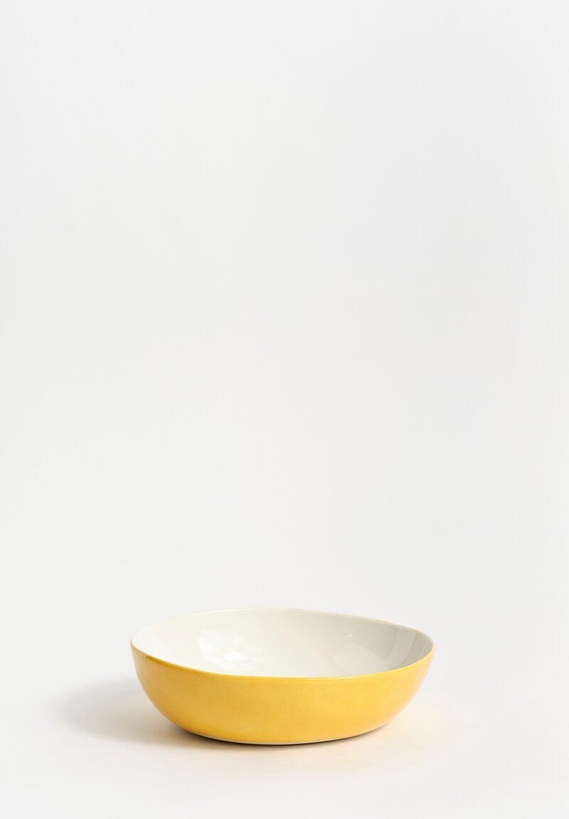Stamperia Bertozzi Handmade Porcelain Exterior Painted Small Serving Bowl Giallo Yellow
