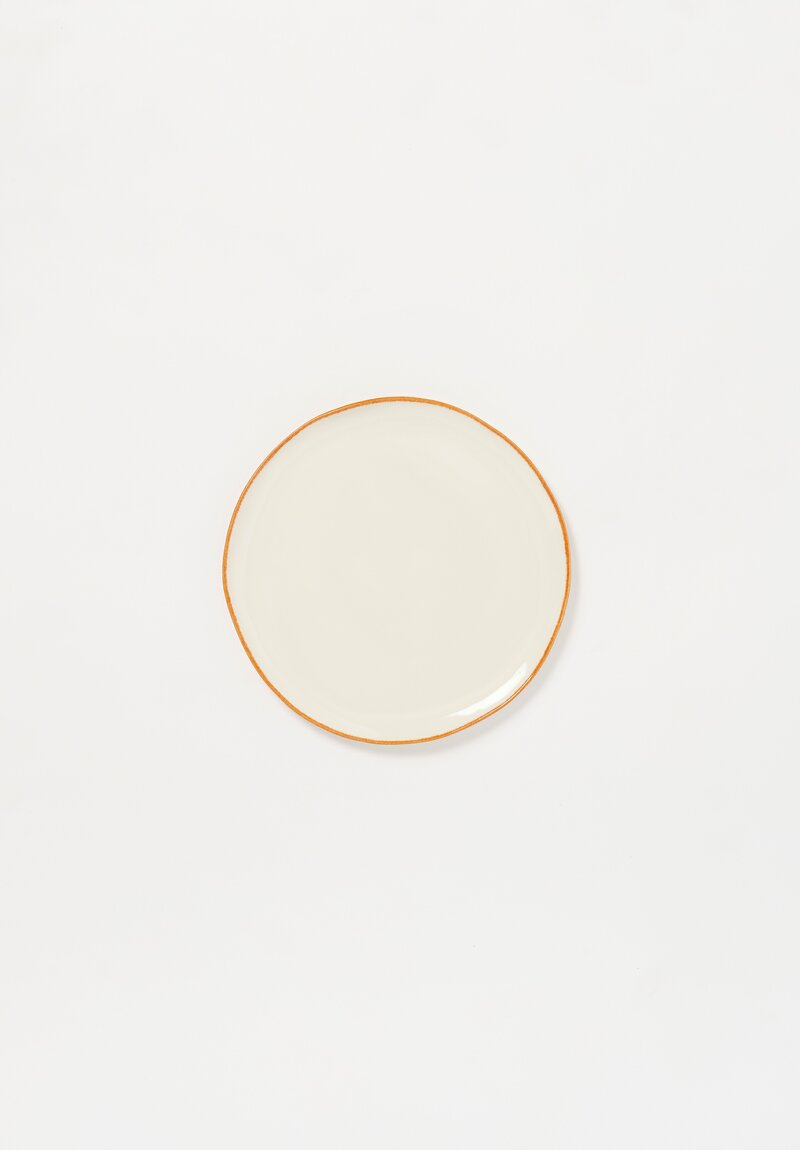 tamperia Bertozzi Handmade Porcelain Solid Painted Rim Small Flat Plate Bruno Brown