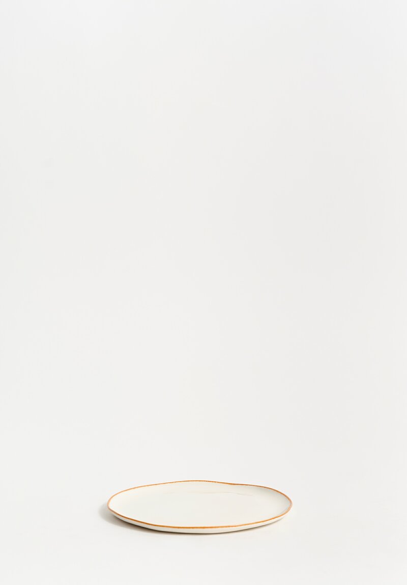 tamperia Bertozzi Handmade Porcelain Solid Painted Rim Small Flat Plate Bruno Brown