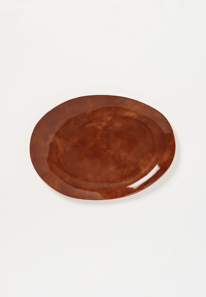 Stamperia Bertozzi Handmade Porcelain Medium Oval Barchetta Plate Bruno Chocolate Brown