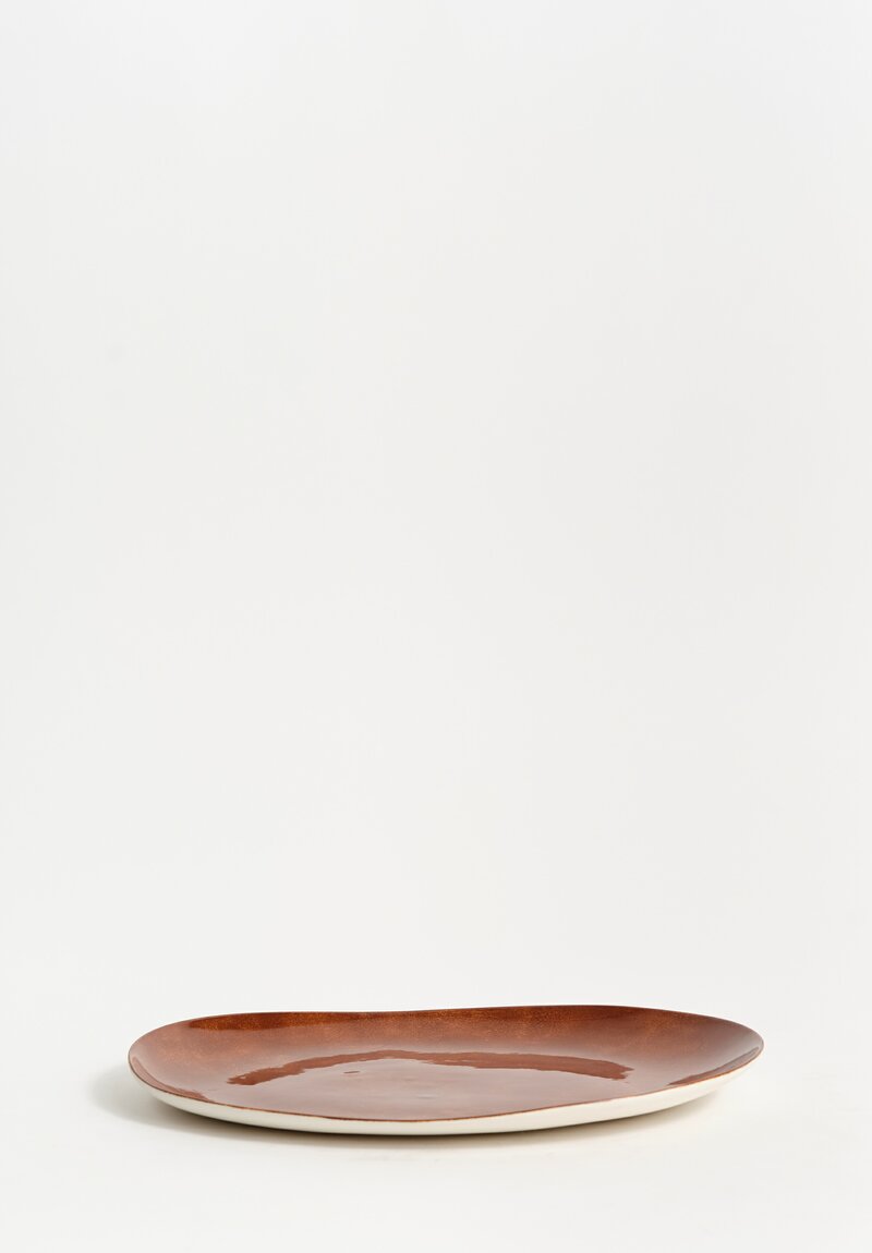 Stamperia Bertozzi Handmade Porcelain Medium Oval Barchetta Plate Bruno Chocolate Brown