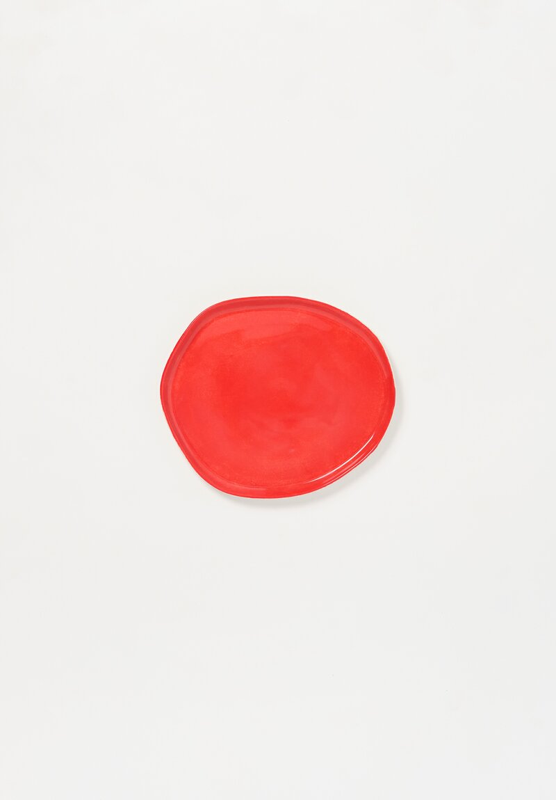 Stamperia Bertozzi Handmade Porcelain Solid Small Pebble Plate Rosso Red