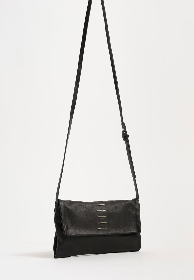 Daniele Basta Leather Mignon Staple Embellished Shoulder Bag Black