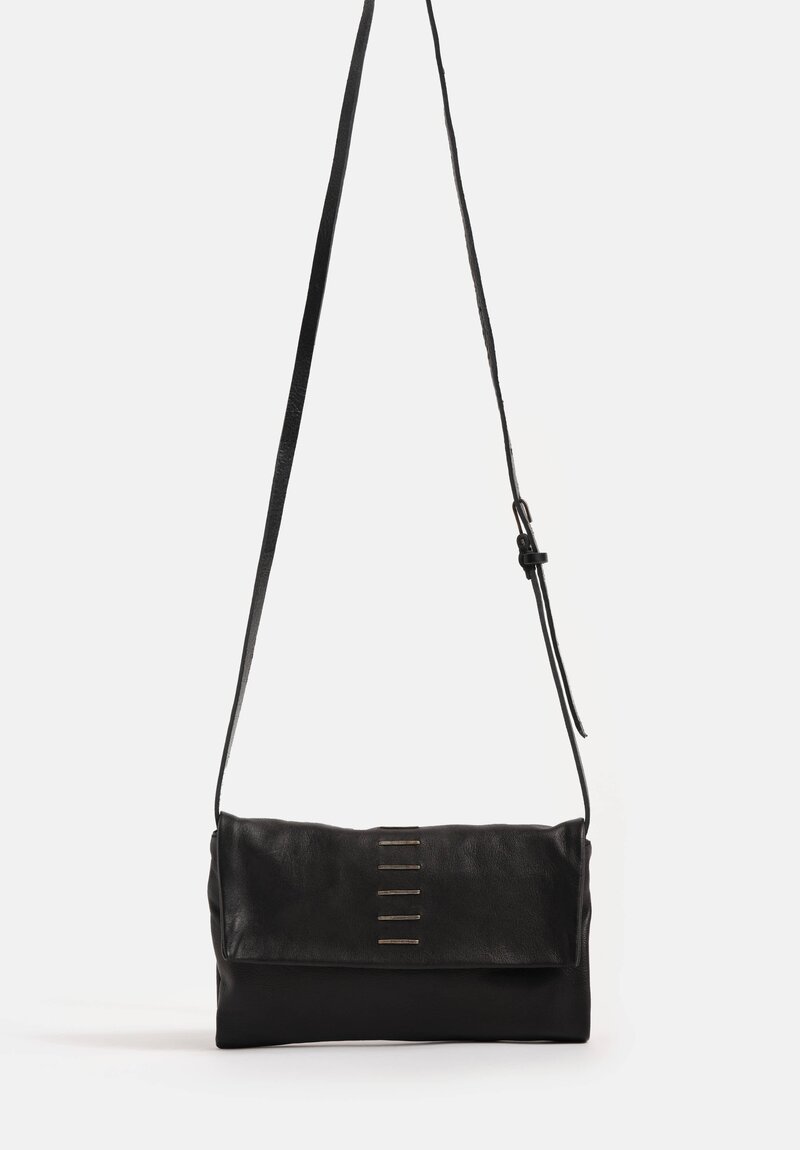 Daniele Basta Leather Mignon Staple Embellished Shoulder Bag Black