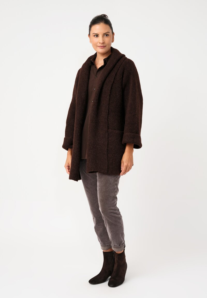 Lauren Manoogian Baby Alpaca Double-Faced Coat in Merlot Brown