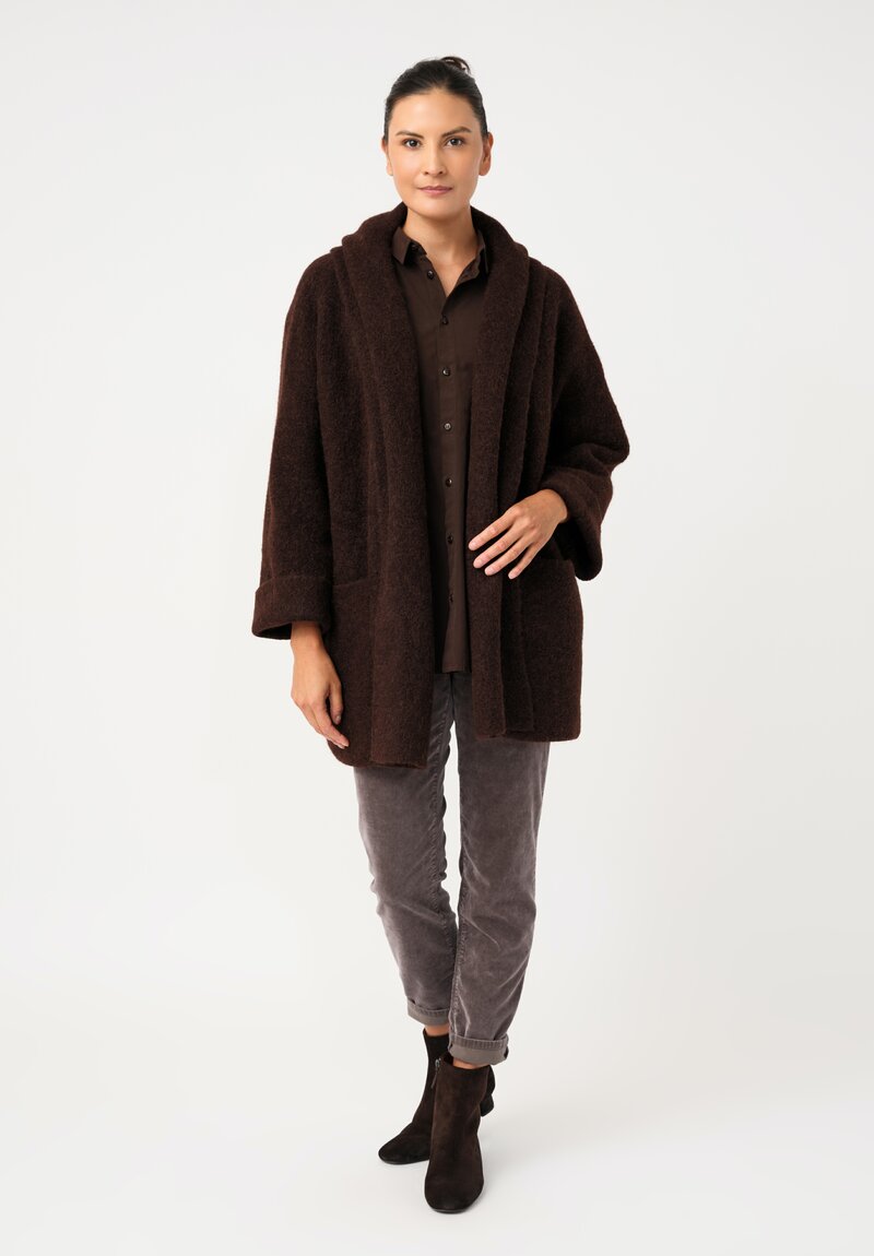 Lauren Manoogian Baby Alpaca Double-Faced Coat in Merlot Brown