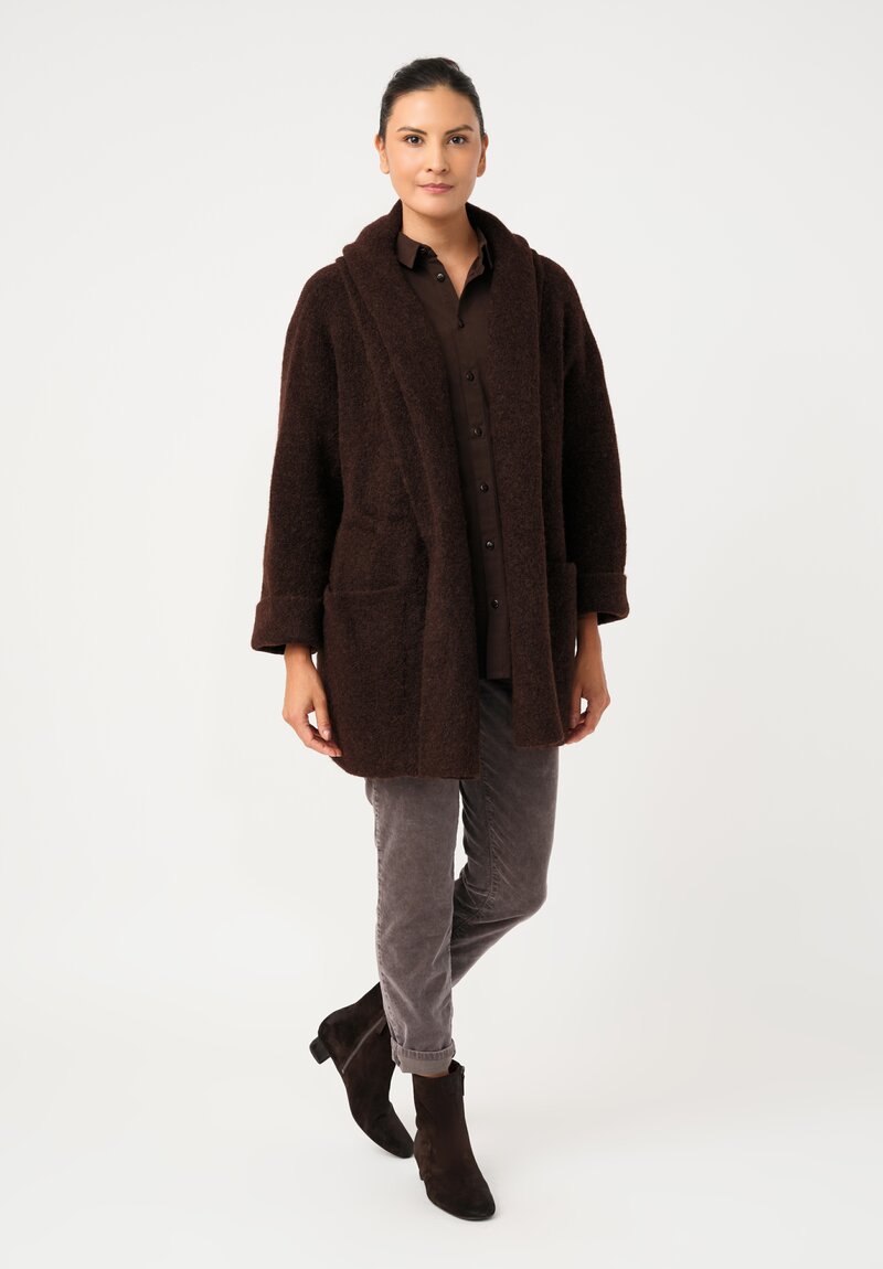 Lauren Manoogian Baby Alpaca Double-Faced Coat in Merlot Brown