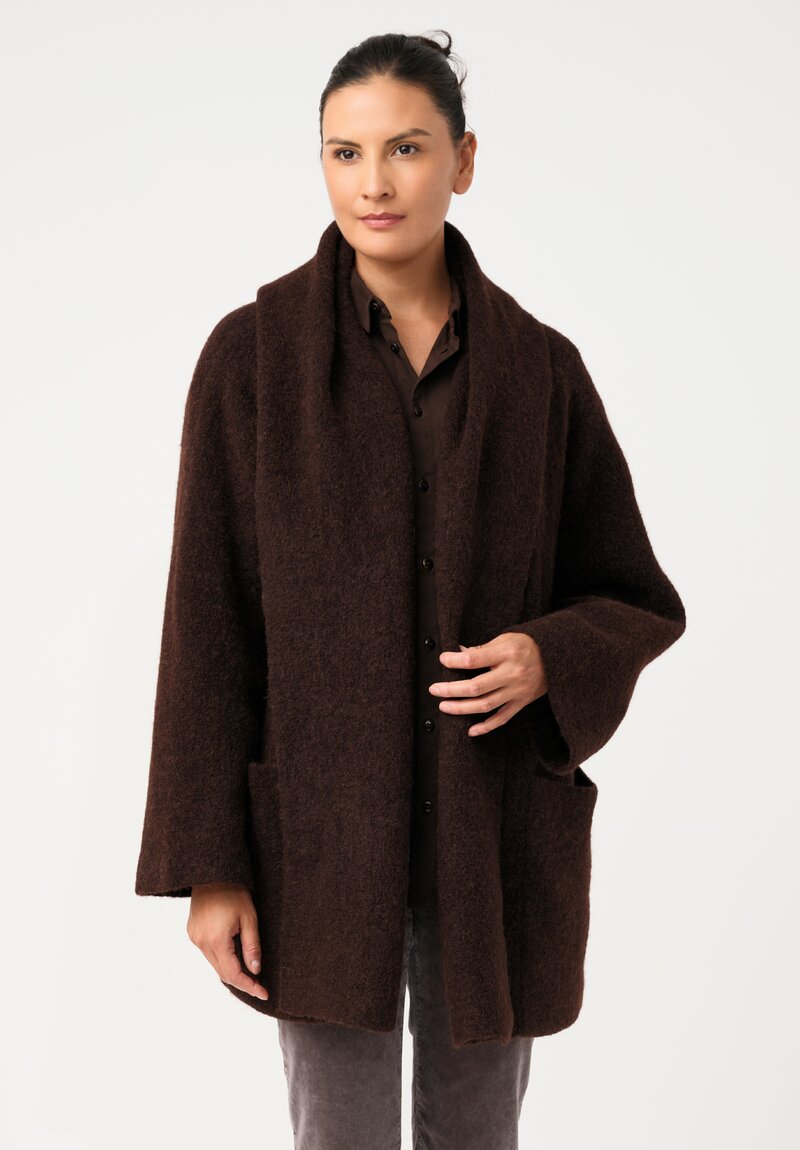 Lauren Manoogian Baby Alpaca Double-Faced Coat in Merlot Brown