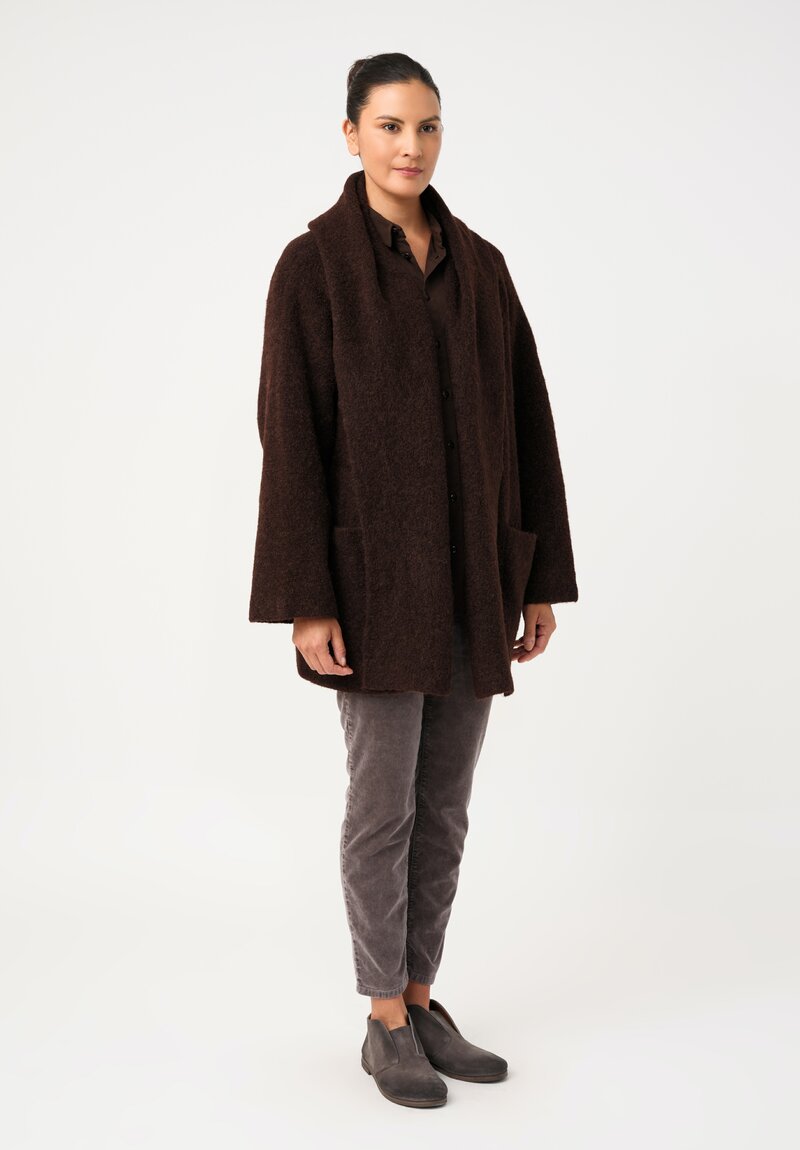 Lauren Manoogian Baby Alpaca Double-Faced Coat in Merlot Brown