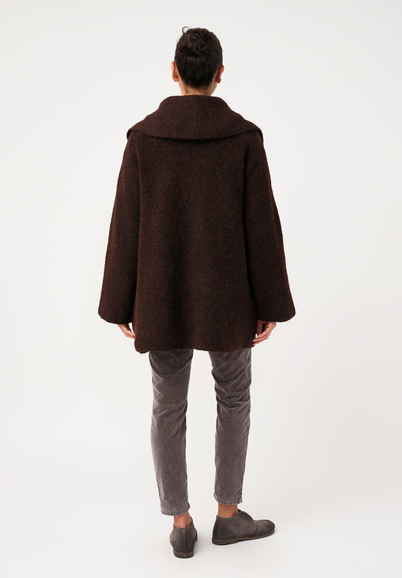 Lauren Manoogian Baby Alpaca Double-Faced Coat in Merlot Brown