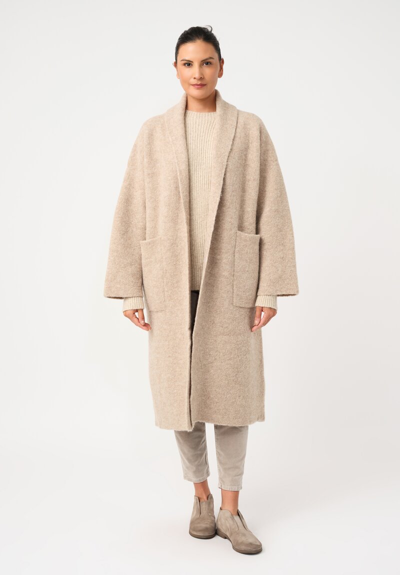 Lauren Manoogian Baby Alpaca Double-Faced Long Coat in Natural Oak