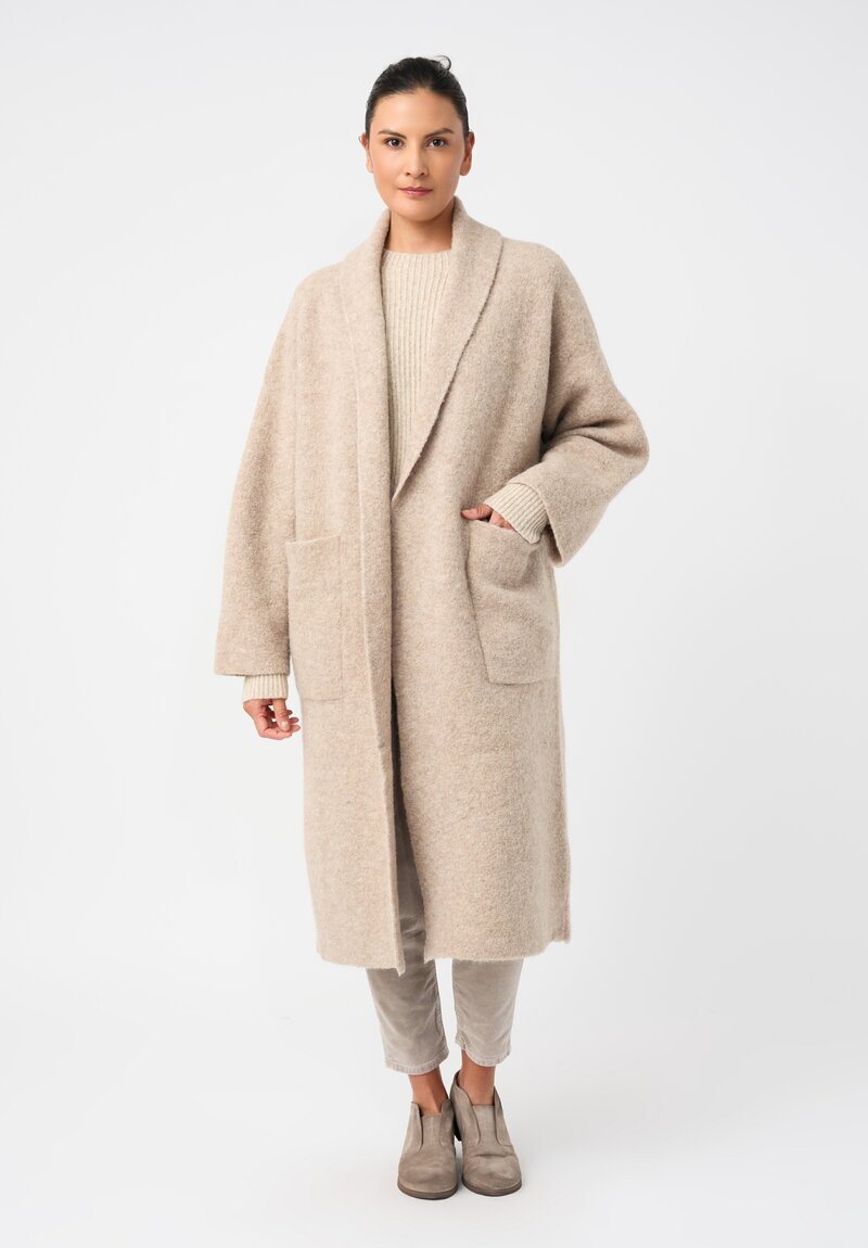 Lauren Manoogian Baby Alpaca Double-Faced Long Coat in Natural Oak