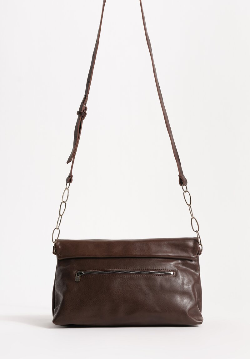 Daniele Basta Leather Deng Staple Embellished Shoulder Bag Chocolate