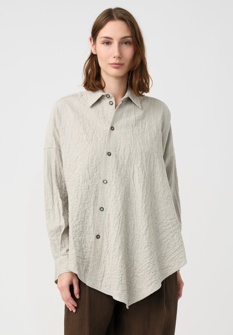 Forme d'Expression Stretch Cotton Asymmetric Shirt in Neutral Vanilla Grey