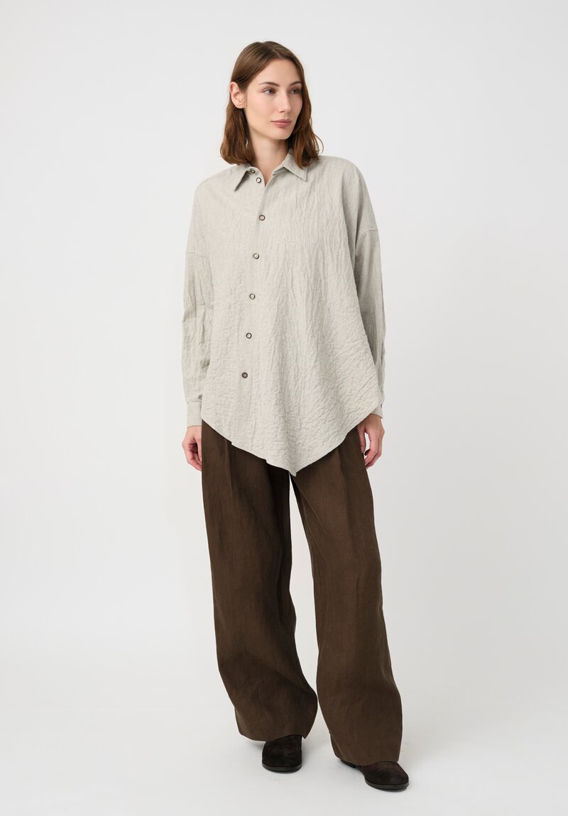 Forme d'Expression Stretch Cotton Asymmetric Shirt in Neutral Vanilla Grey
