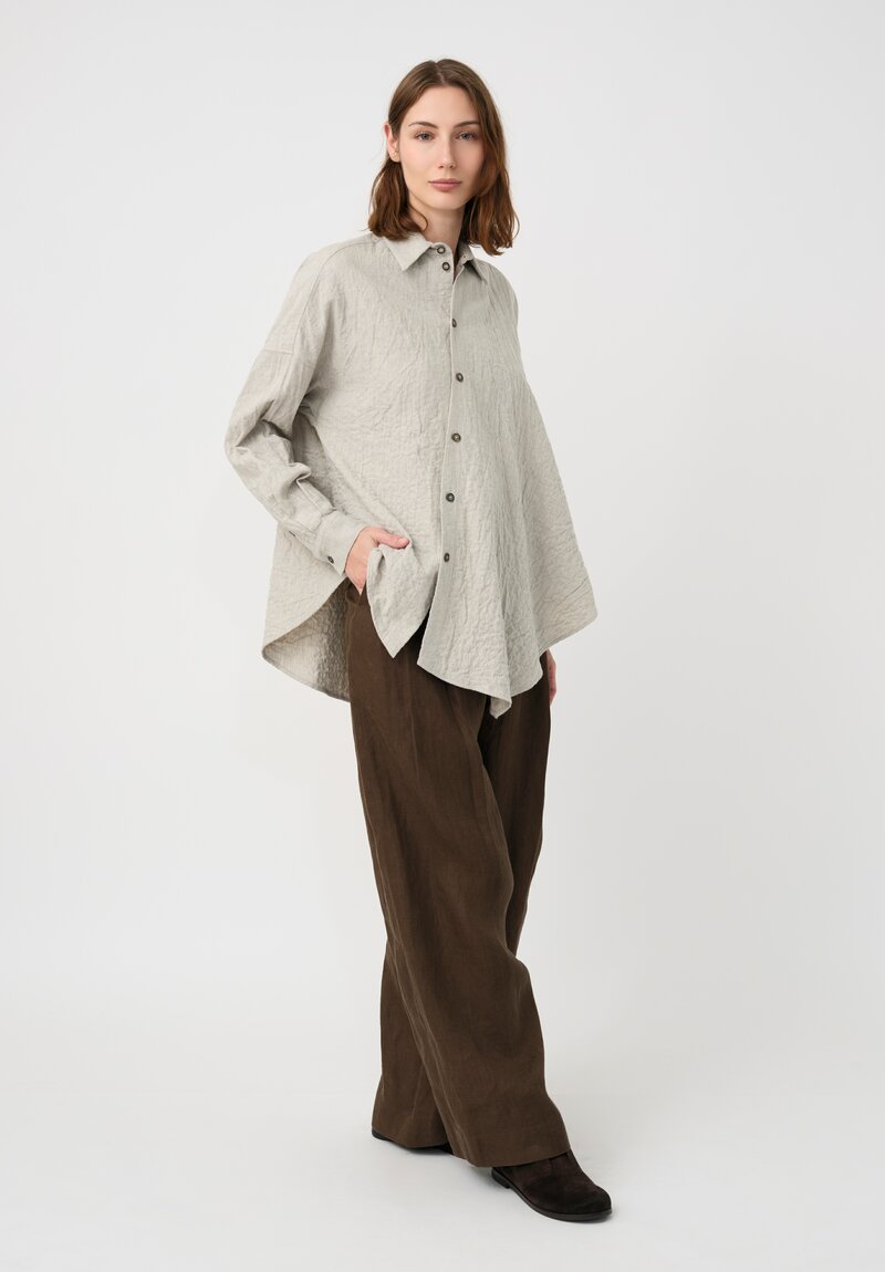 Forme d'Expression Stretch Cotton Asymmetric Shirt in Neutral Vanilla Grey