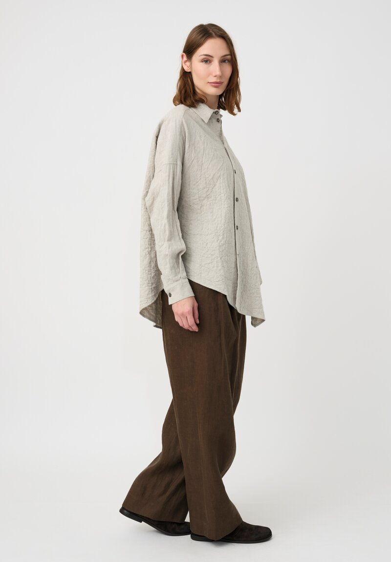 Forme d'Expression Stretch Cotton Asymmetric Shirt in Neutral Vanilla Grey