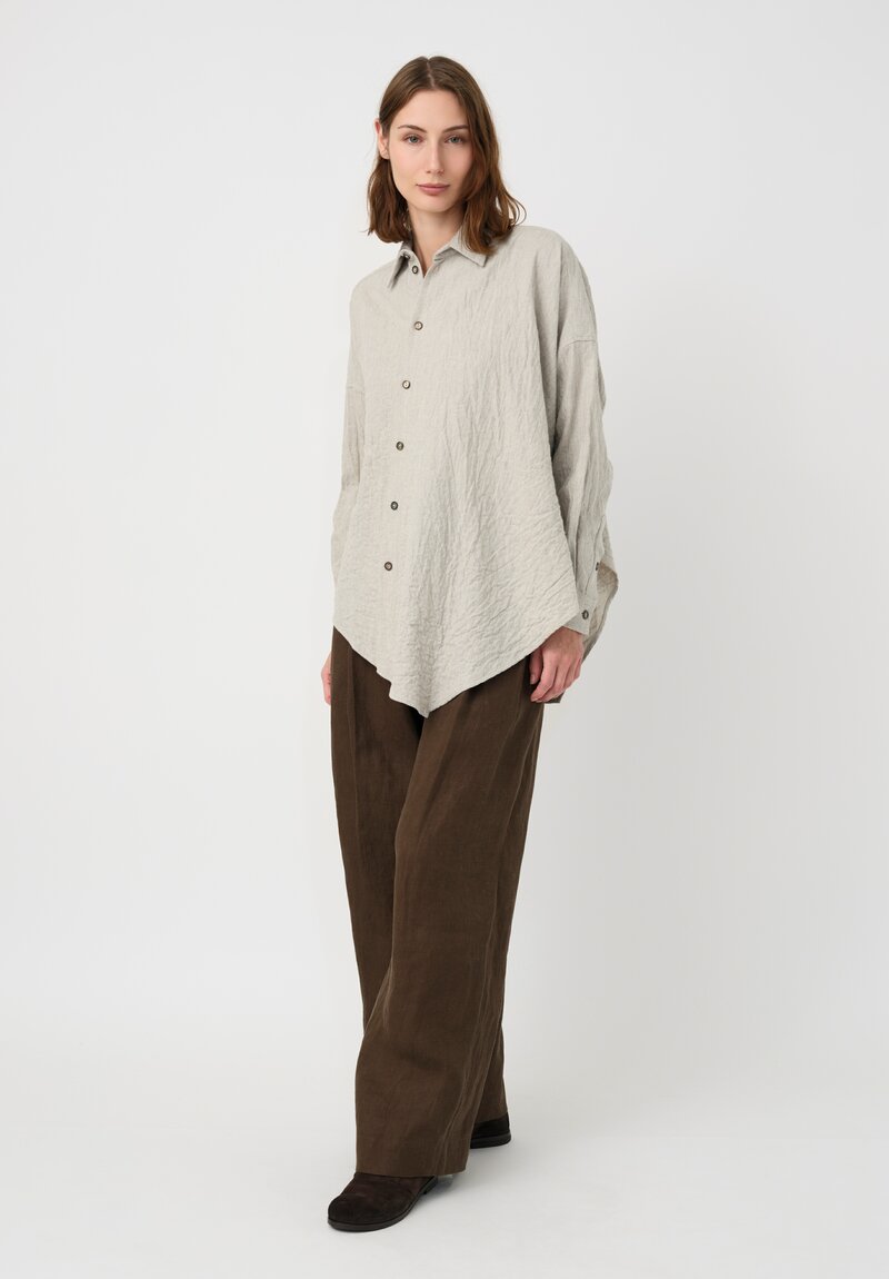 Forme d'Expression Stretch Cotton Asymmetric Shirt in Neutral Vanilla Grey