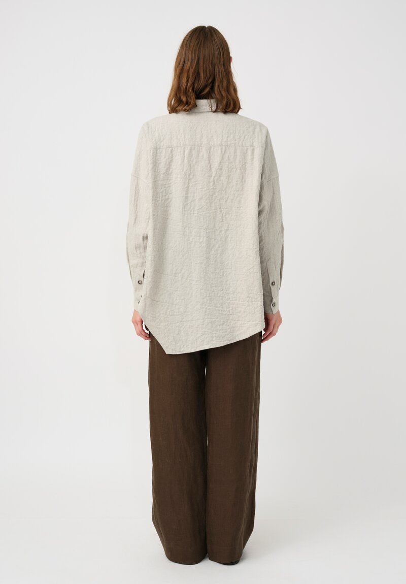 Forme d'Expression Stretch Cotton Asymmetric Shirt in Neutral Vanilla Grey