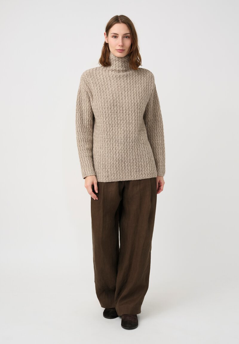 Forme d'Expression Thermal Yak Chunky Knit Turtleneck in Neutral Almond Grey