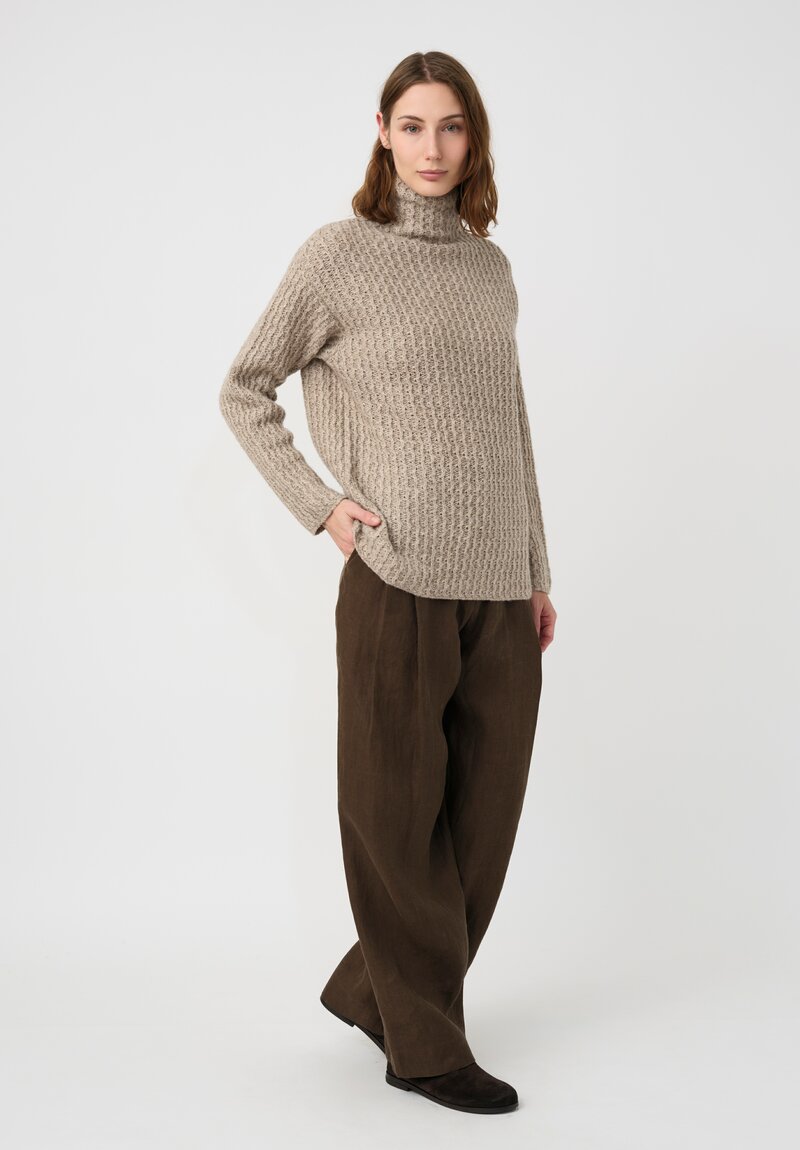 Forme d'Expression Thermal Yak Chunky Knit Turtleneck in Neutral Almond Grey