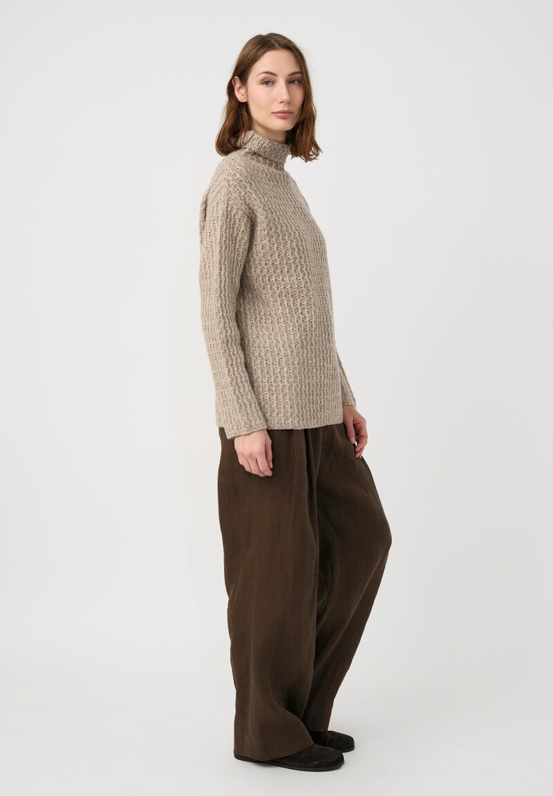 Forme d'Expression Thermal Yak Chunky Knit Turtleneck in Neutral Almond Grey