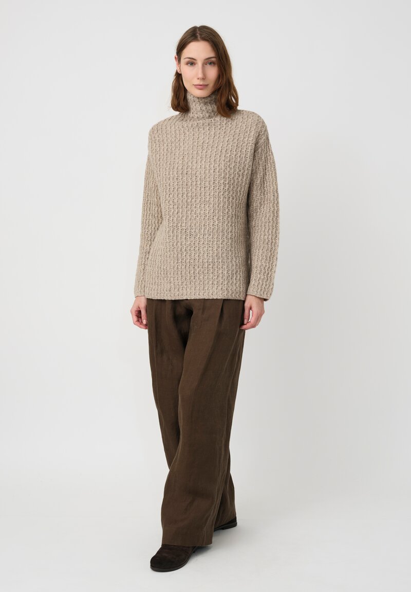 Forme d'Expression Thermal Yak Chunky Knit Turtleneck in Neutral Almond Grey