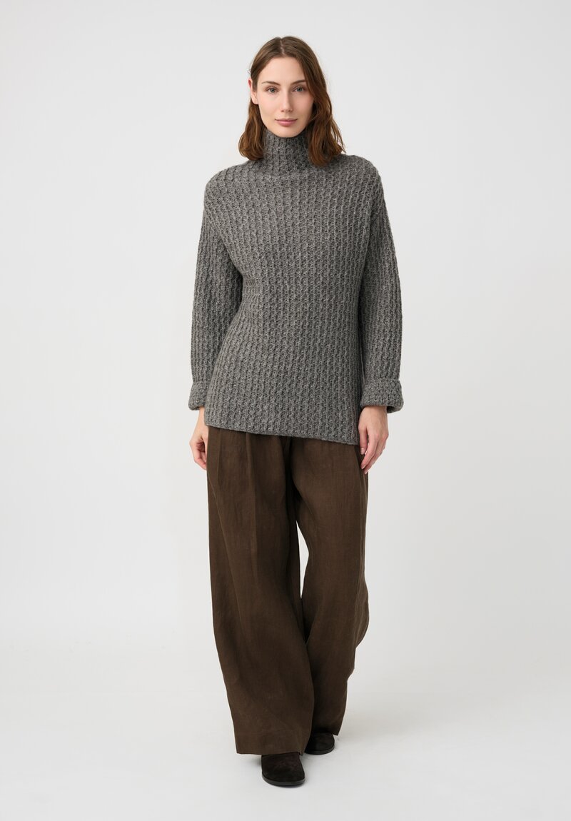 Forme d'Expression Thermal Yak Chunky Knit Turtleneck in Dark Stone Grey
